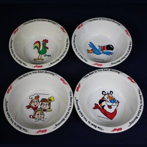Nostalgic Set of Four Kellogg's Cereal Bowls with Iconic Characters